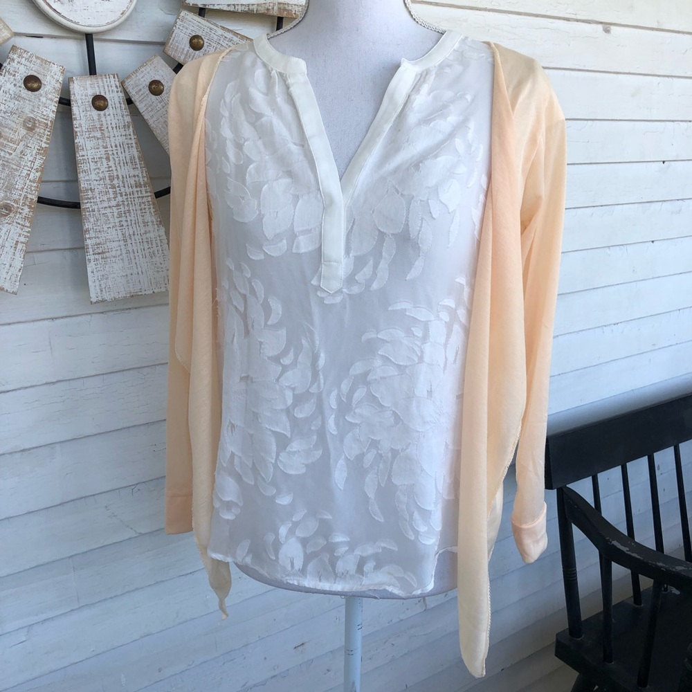 NEW! Soft Peach Waterfall Open Front Cardigan - Picture 3 of 6